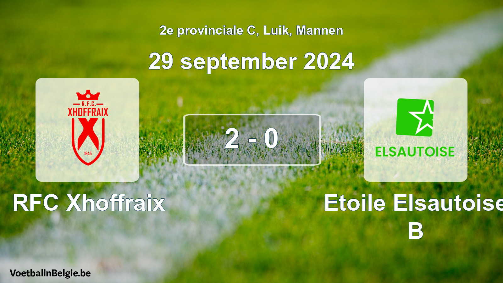 Gespeelde wedstrijd mannenvoetbal: RFC Xhoffraix - Etoile Elsautoise B 2 - 0 (29 september 2024)