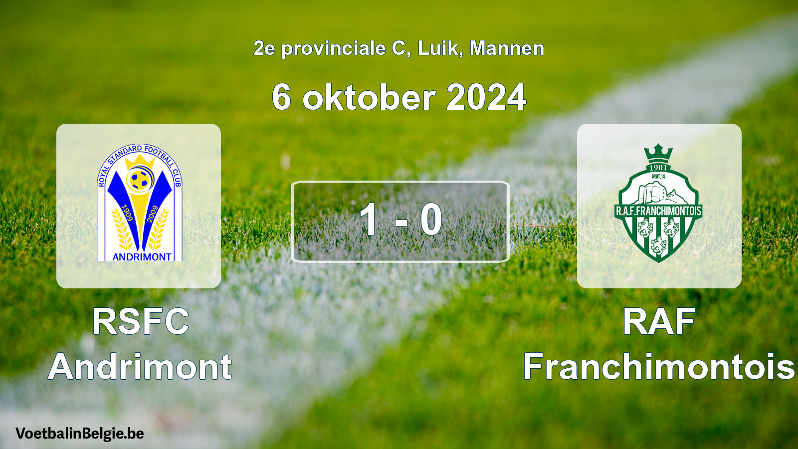 Gespeelde wedstrijd mannenvoetbal: RSFC Andrimont - RAF Franchimontois 1 - 0 (6 oktober 2024)