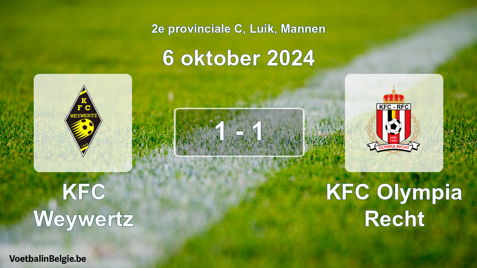 Match joué football hommes: KFC Weywertz - KFC Olympia Recht 1 - 1 (6 octobre 2024)