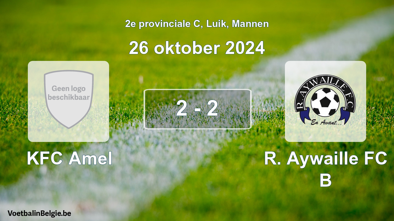 Gespeelde wedstrijd mannenvoetbal: KFC Amel - R. Aywaille FC B 2 - 2 (26 oktober 2024)