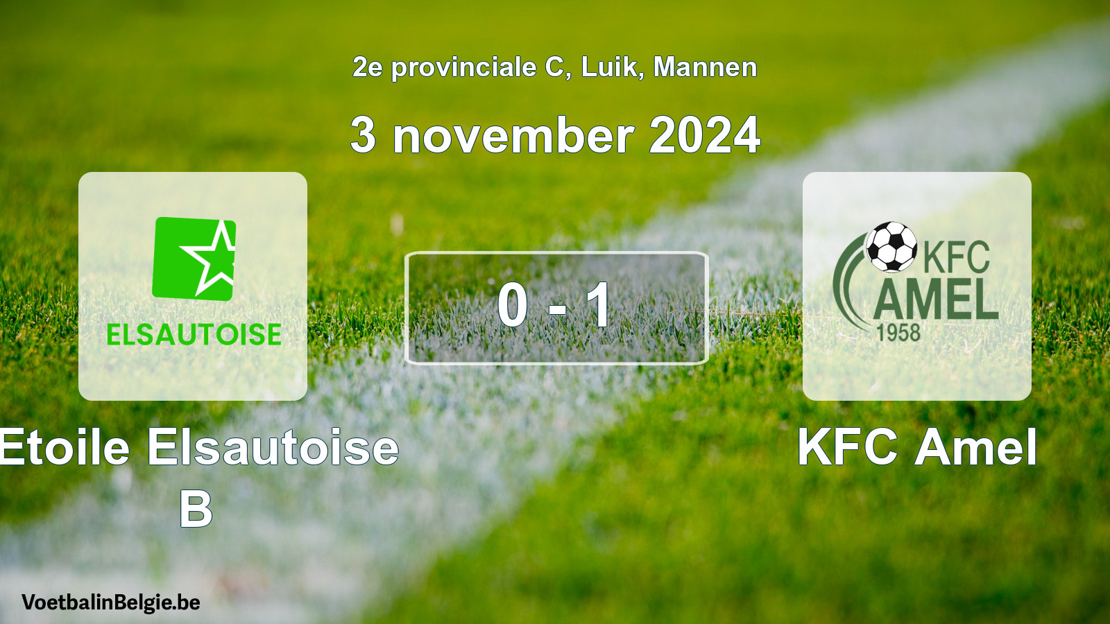 Gespeelde wedstrijd mannenvoetbal: Etoile Elsautoise B - KFC Amel 0 - 1 (3 november 2024)