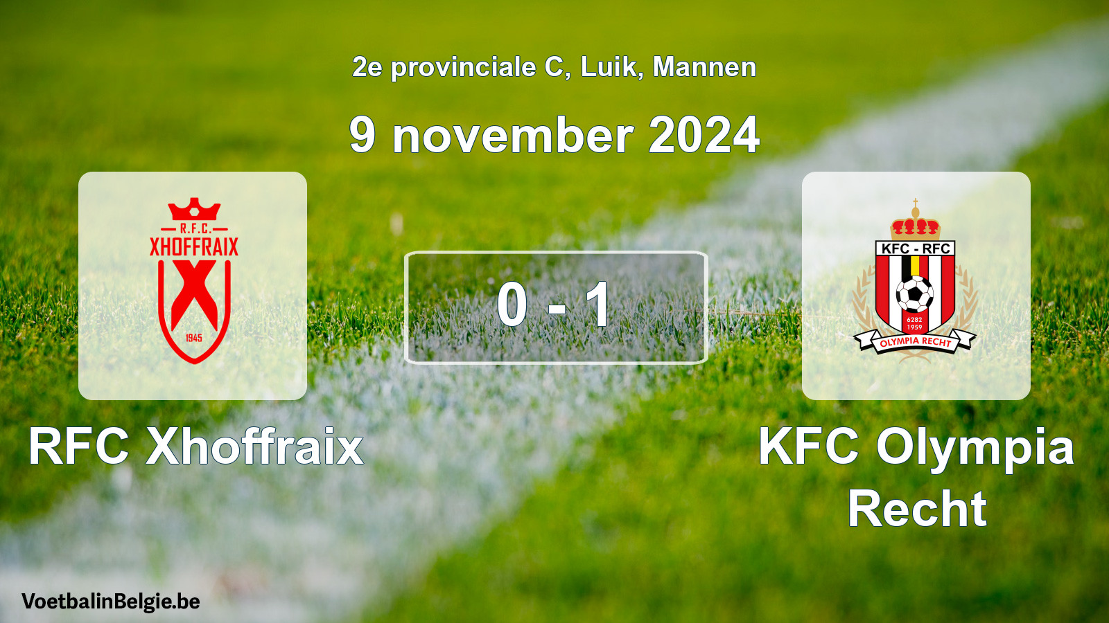 Gespeelde wedstrijd mannenvoetbal: RFC Xhoffraix - KFC Olympia Recht 0 - 1 (9 november 2024)