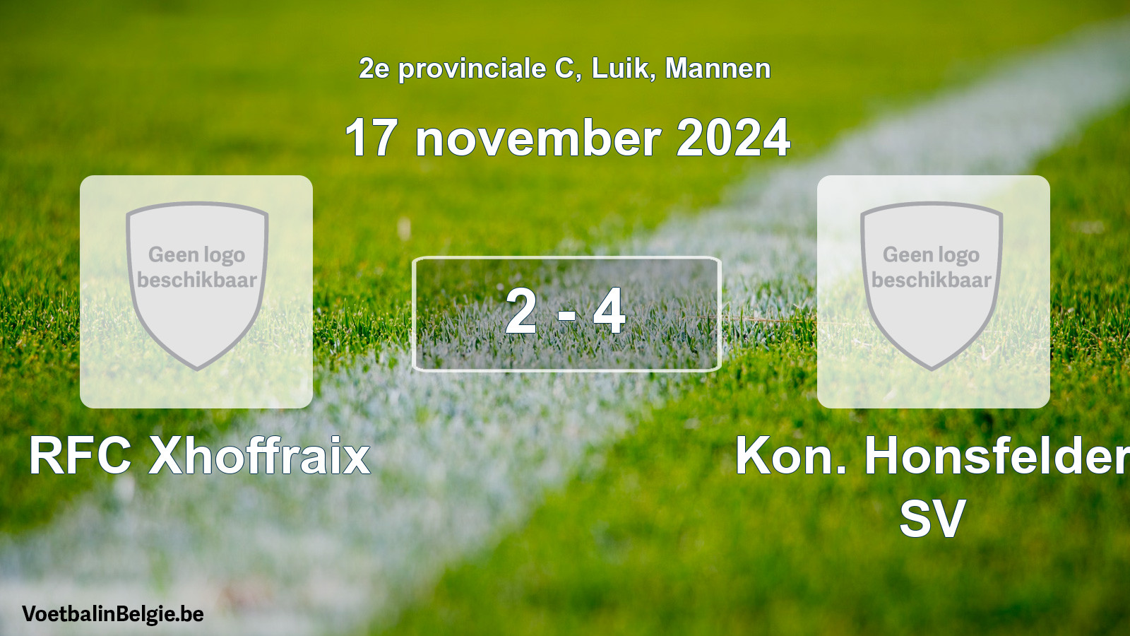 Gespeelde wedstrijd mannenvoetbal: RFC Xhoffraix - Kon. Honsfelder SV 2 - 4 (17 november 2024)