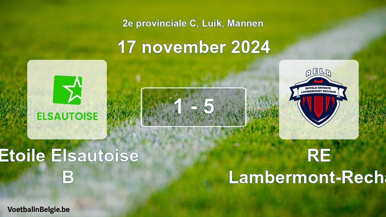 Gespeelde wedstrijd mannenvoetbal: Etoile Elsautoise B - RE Lambermont-Rechain 1 - 5 (17 november 2024)