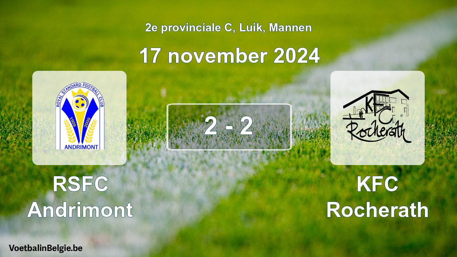 Gespeelde wedstrijd mannenvoetbal: RSFC Andrimont - KFC Rocherath 2 - 2 (17 november 2024)