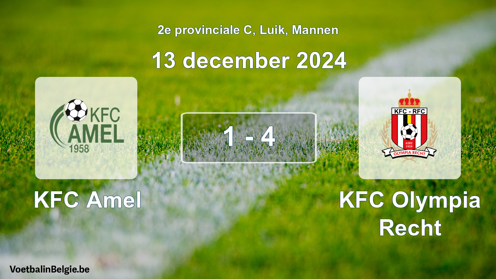 Gespeelde wedstrijd mannenvoetbal: KFC Amel - KFC Olympia Recht 1 - 4 (13 december 2024)