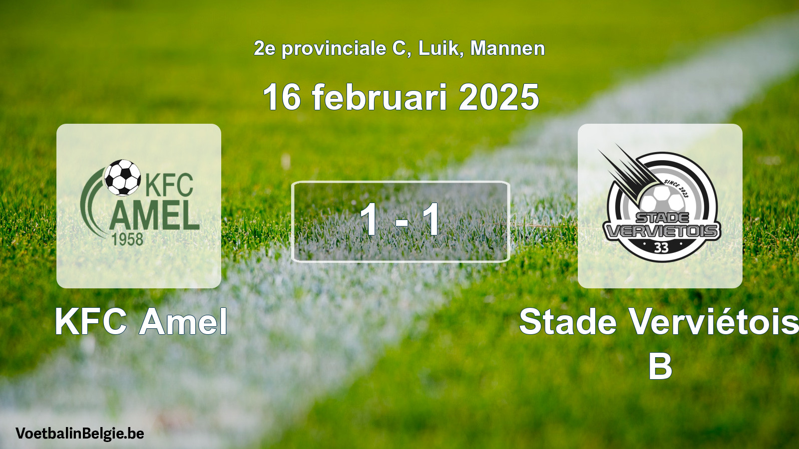 Gespeelde wedstrijd mannenvoetbal: KFC Amel - Stade Verviétois B 1 - 1 (16 februari 2025)