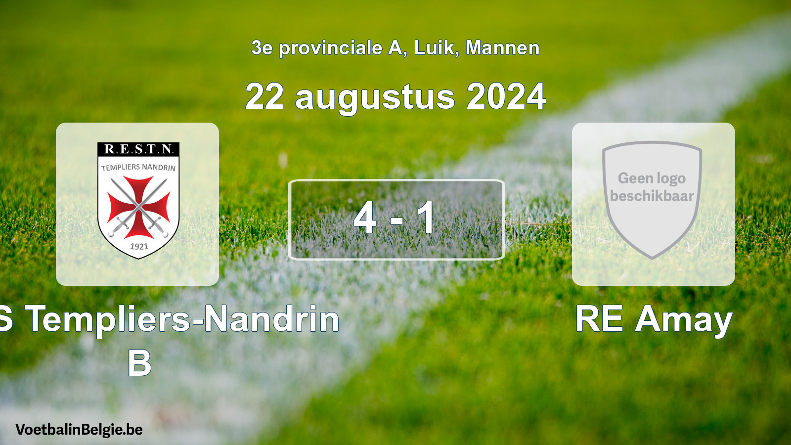 Gespeelde wedstrijd mannenvoetbal: RES Templiers-Nandrin B - RE Amay 4 - 1 (22 augustus 2024)