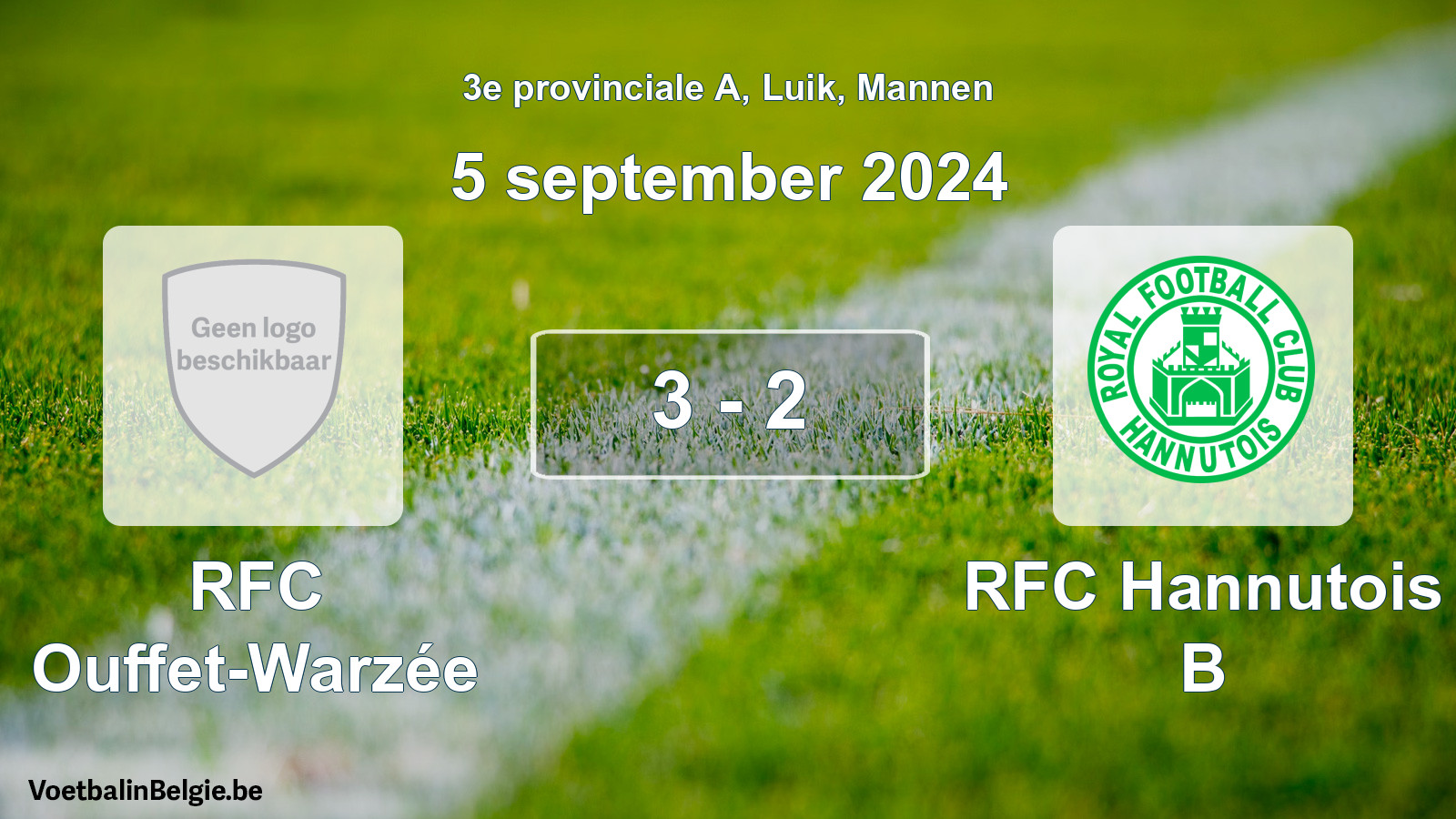 Gespeelde wedstrijd mannenvoetbal: RFC Ouffet-Warzée - RFC Hannutois B 3 - 2 (5 september 2024)