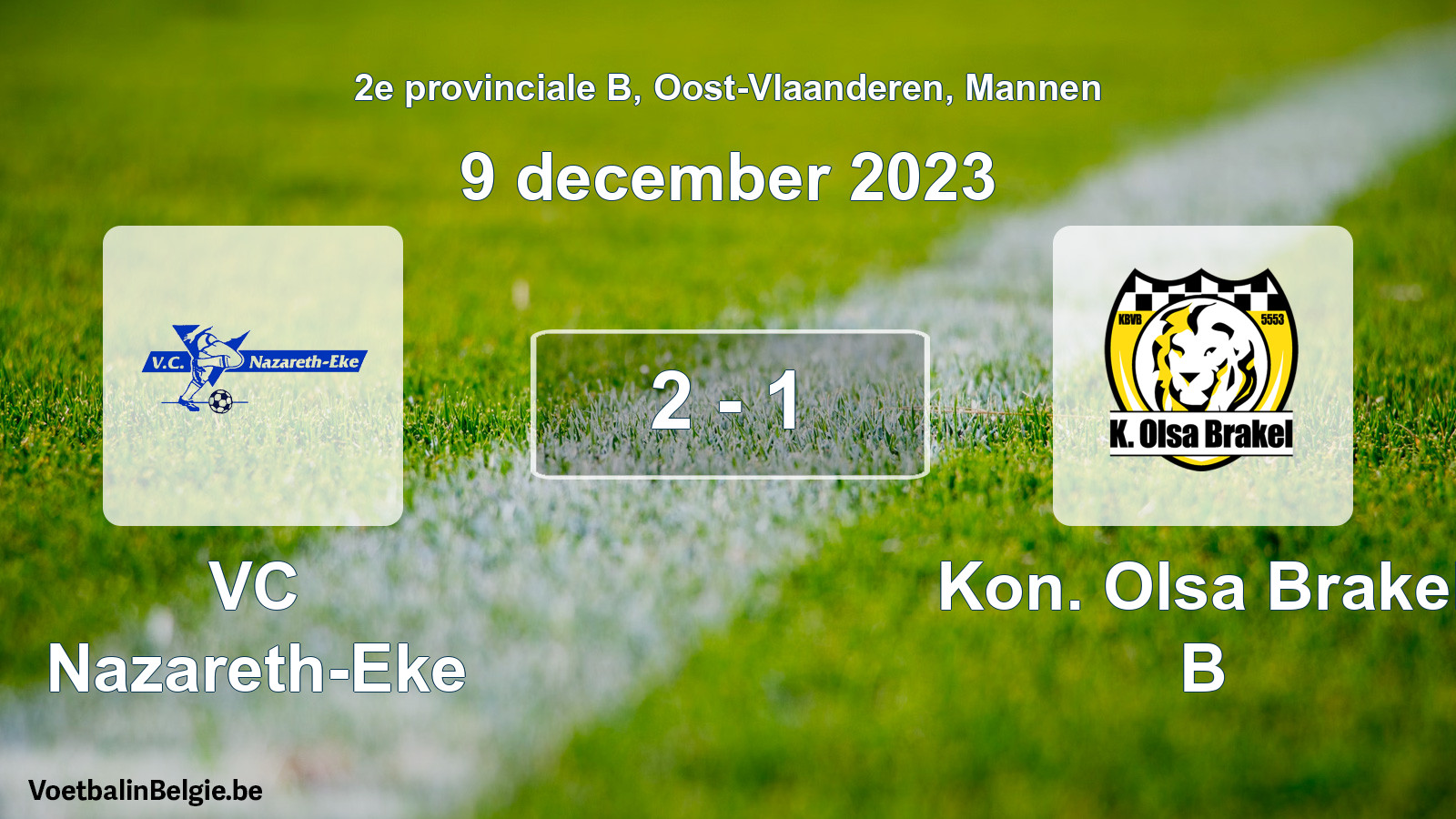 Gespeelde wedstrijd mannenvoetbal: VC Nazareth-Eke - Kon. Olsa Brakel B 2 - 1 (9 december 2023)