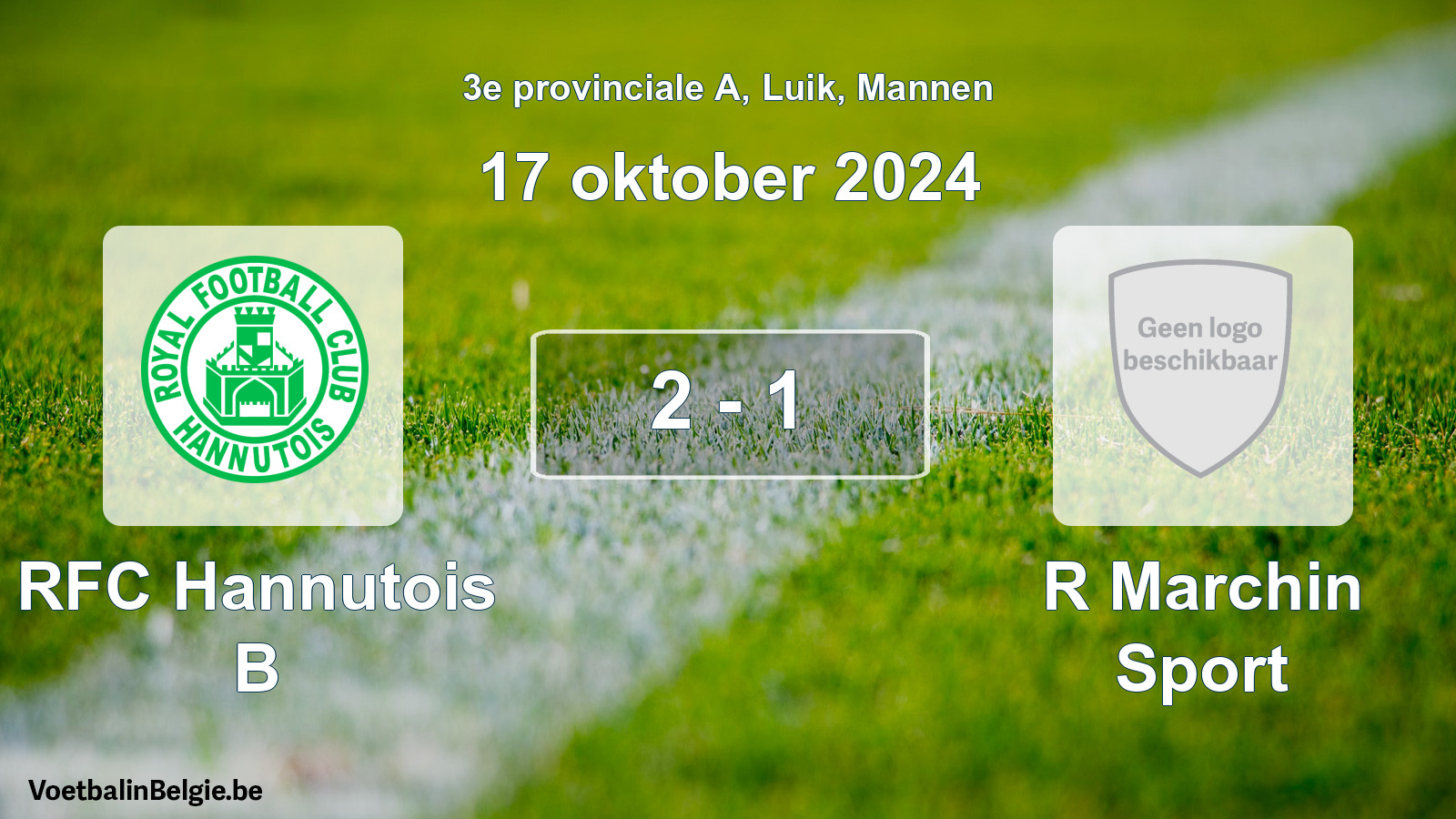 Gespeelde wedstrijd mannenvoetbal: RFC Hannutois B - R Marchin Sport 2 - 1 (17 oktober 2024)