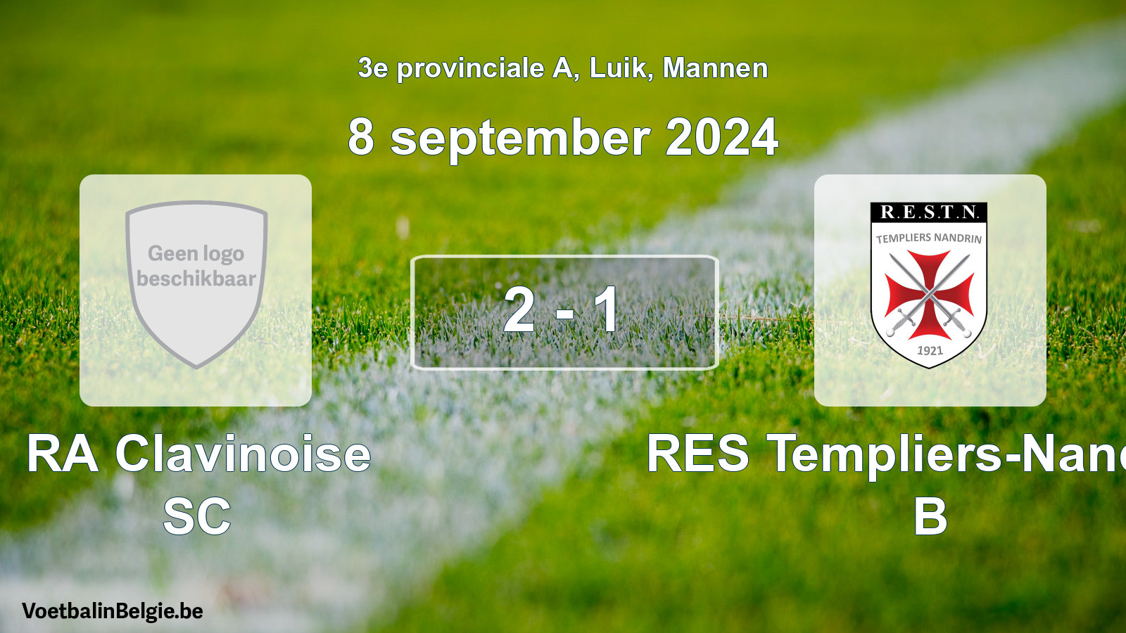 Gespeelde wedstrijd mannenvoetbal: RA Clavinoise SC - RES Templiers-Nandrin B 2 - 1 (8 september 2024)
