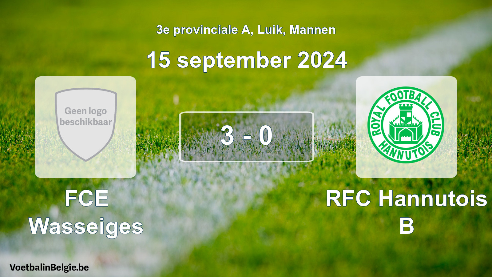 Gespeelde wedstrijd mannenvoetbal: FCE Wasseiges - RFC Hannutois B 3 - 0 (15 september 2024)