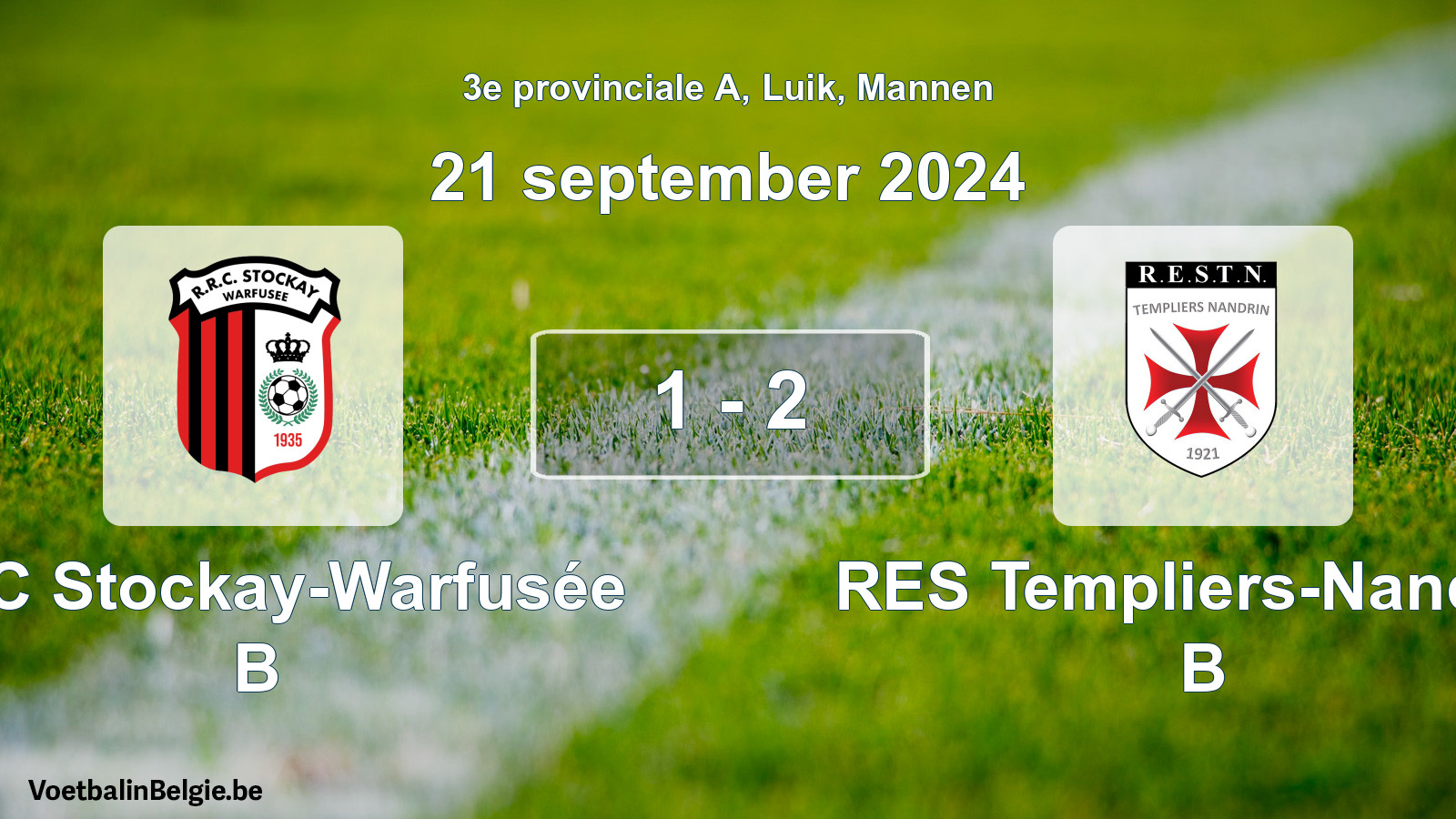 Gespeelde wedstrijd mannenvoetbal: RRC Stockay-Warfusée B - RES Templiers-Nandrin B 1 - 2 (21 september 2024)