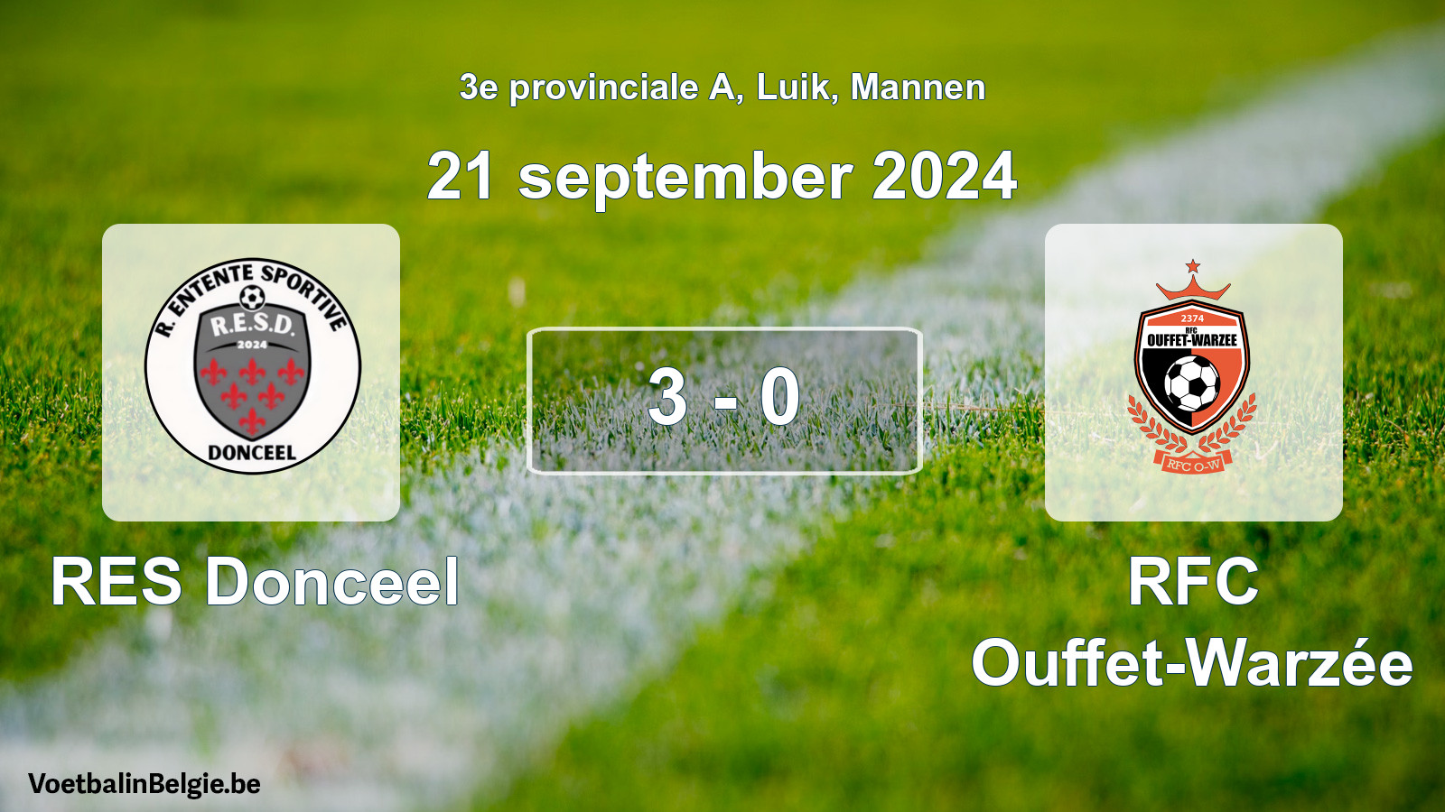 Match joué football hommes: RES Donceel - RFC Ouffet-Warzée 3 - 0 (21 septembre 2024)