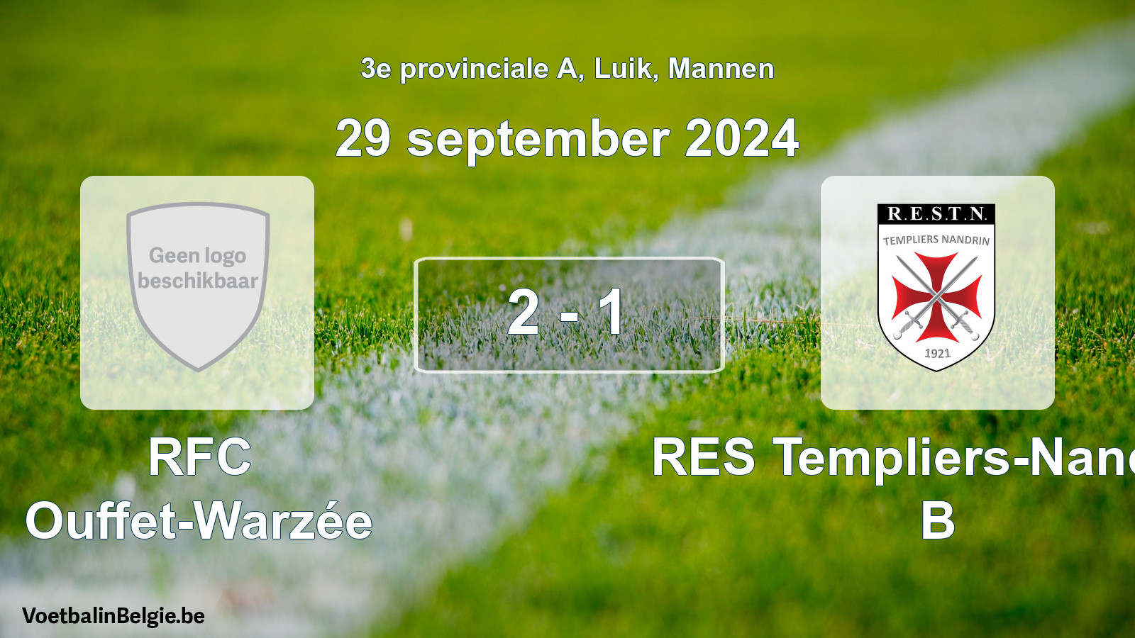 Gespeelde wedstrijd mannenvoetbal: RFC Ouffet-Warzée - RES Templiers-Nandrin B 2 - 1 (29 september 2024)