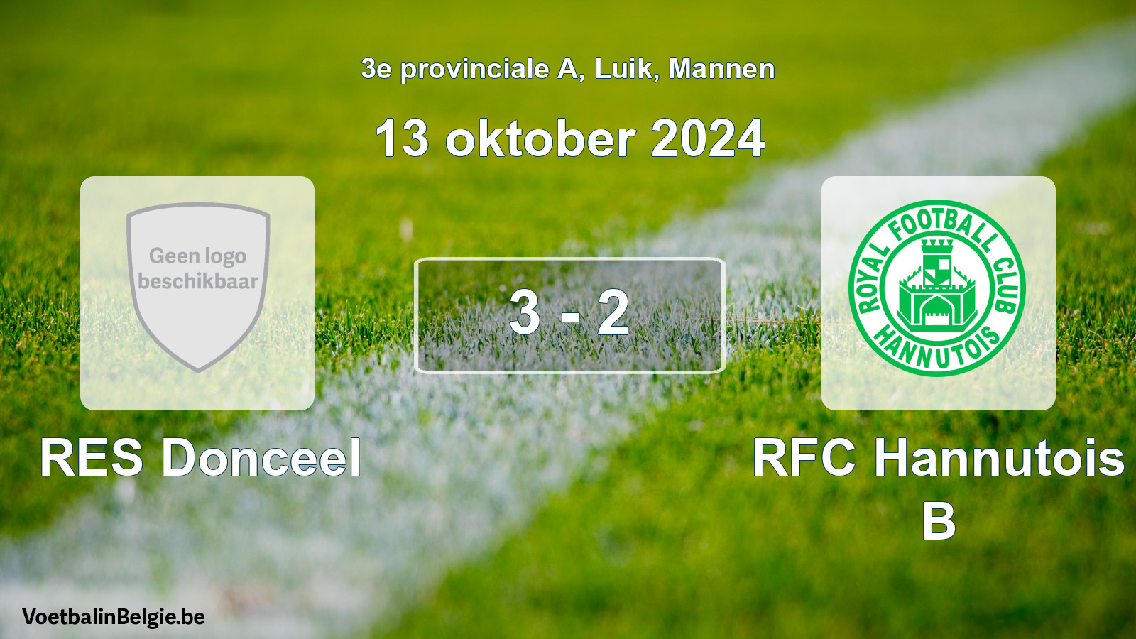 Gespeelde wedstrijd mannenvoetbal: RES Donceel - RFC Hannutois B 3 - 2 (13 oktober 2024)