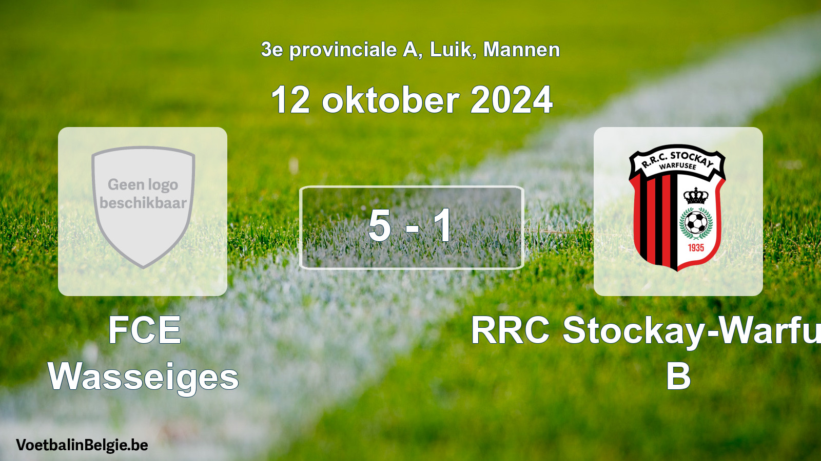 Gespeelde wedstrijd mannenvoetbal: FCE Wasseiges - RRC Stockay-Warfusée B 5 - 1 (12 oktober 2024)