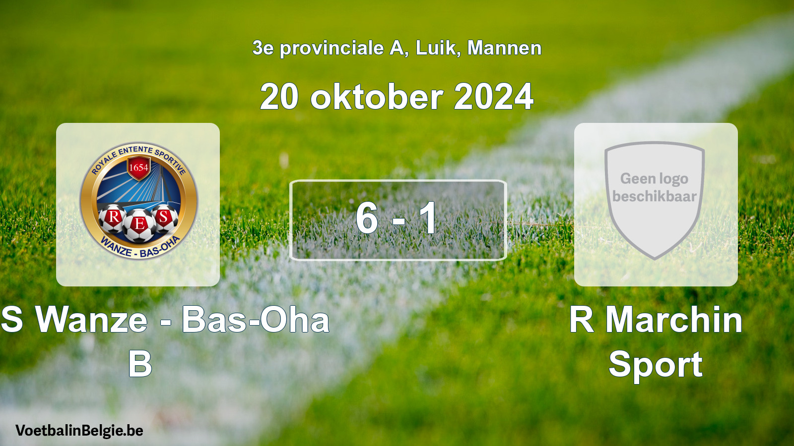 Gespeelde wedstrijd mannenvoetbal: RES Wanze - Bas-Oha B - R Marchin Sport 6 - 1 (20 oktober 2024)