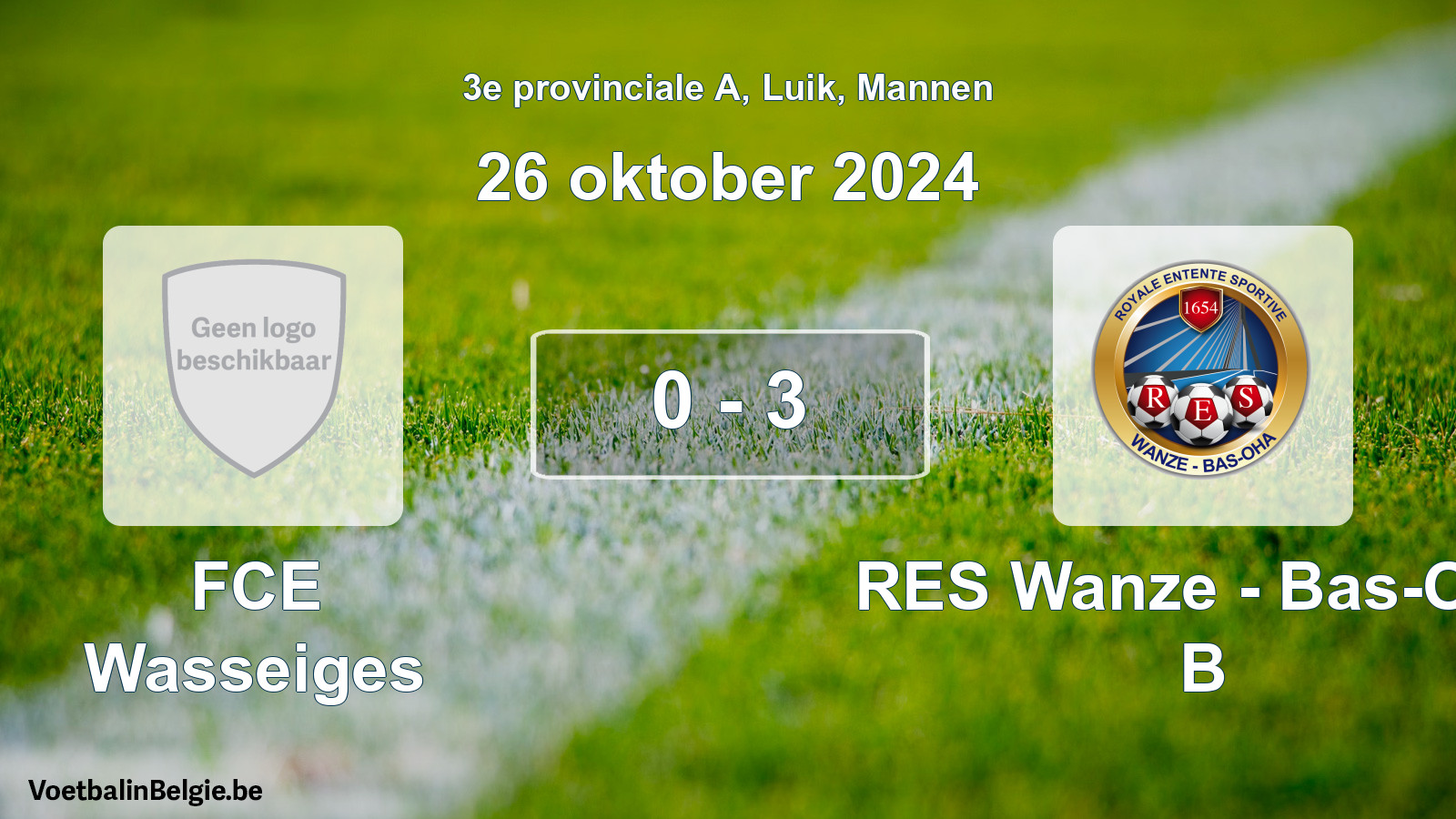 Gespeelde wedstrijd mannenvoetbal: FCE Wasseiges - RES Wanze - Bas-Oha B 0 - 3 (26 oktober 2024)