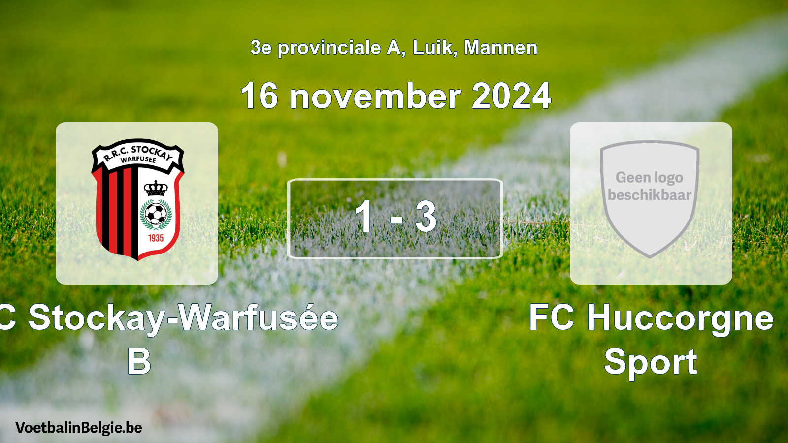 Gespeelde wedstrijd mannenvoetbal: RRC Stockay-Warfusée B - FC Huccorgne Sport 1 - 3 (16 november 2024)