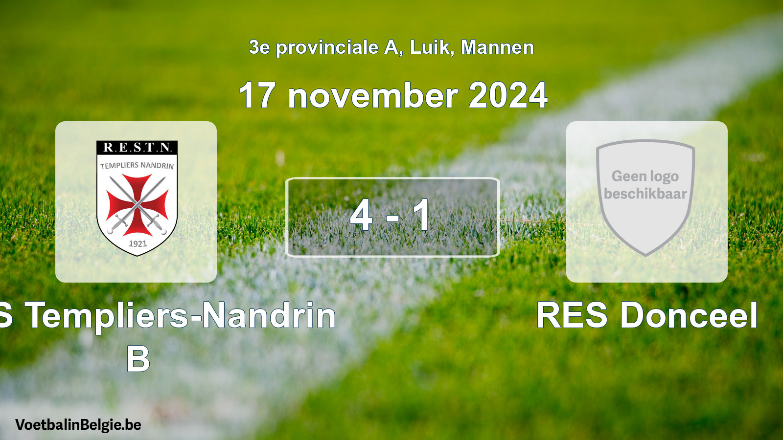 Gespeelde wedstrijd mannenvoetbal: RES Templiers-Nandrin B - RES Donceel 4 - 1 (17 november 2024)