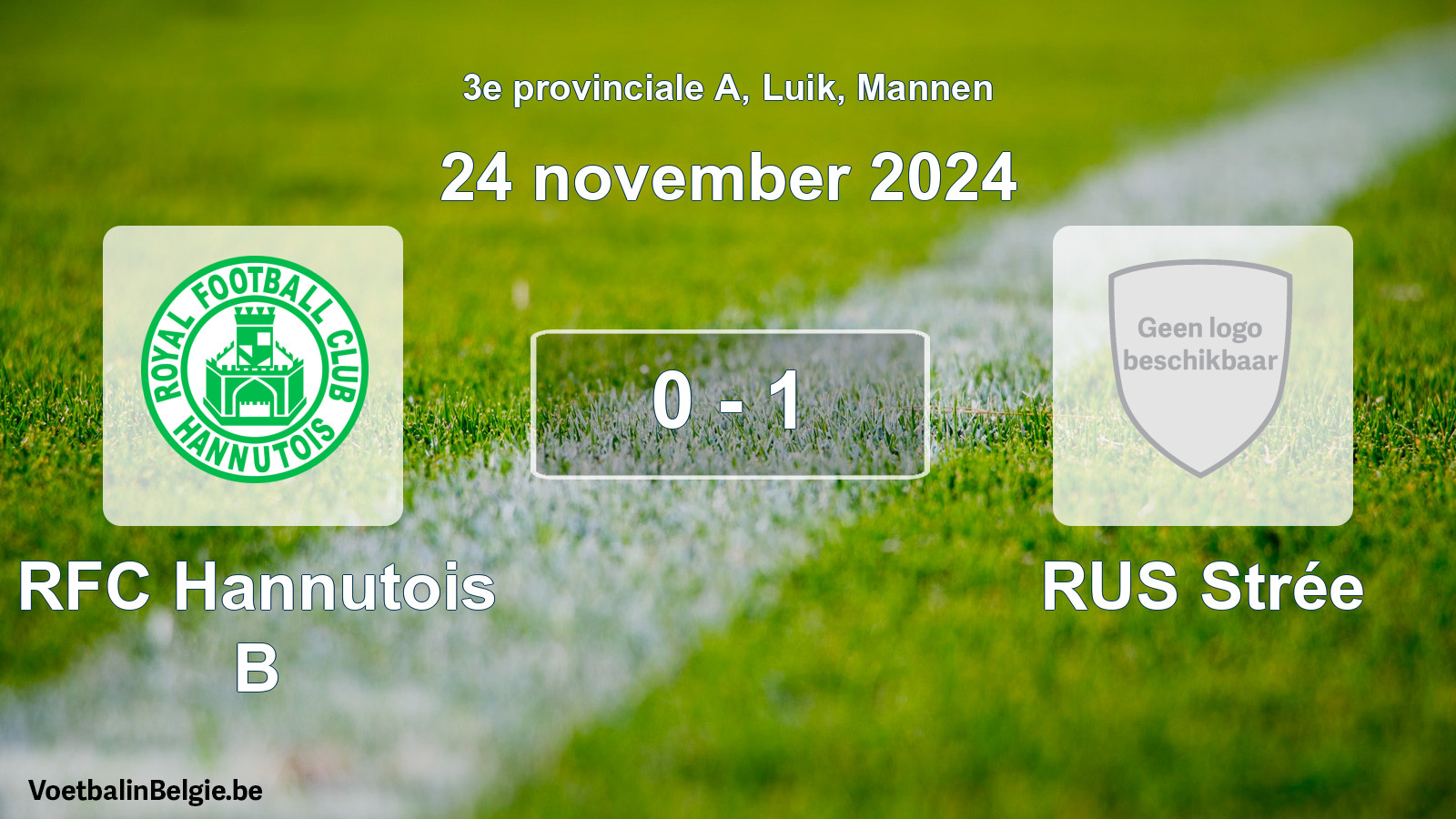 Gespeelde wedstrijd mannenvoetbal: RFC Hannutois B - RUS Strée 0 - 1 (24 november 2024)