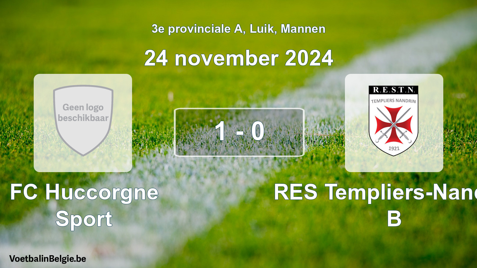 Gespeelde wedstrijd mannenvoetbal: FC Huccorgne Sport - RES Templiers-Nandrin B 1 - 0 (24 november 2024)
