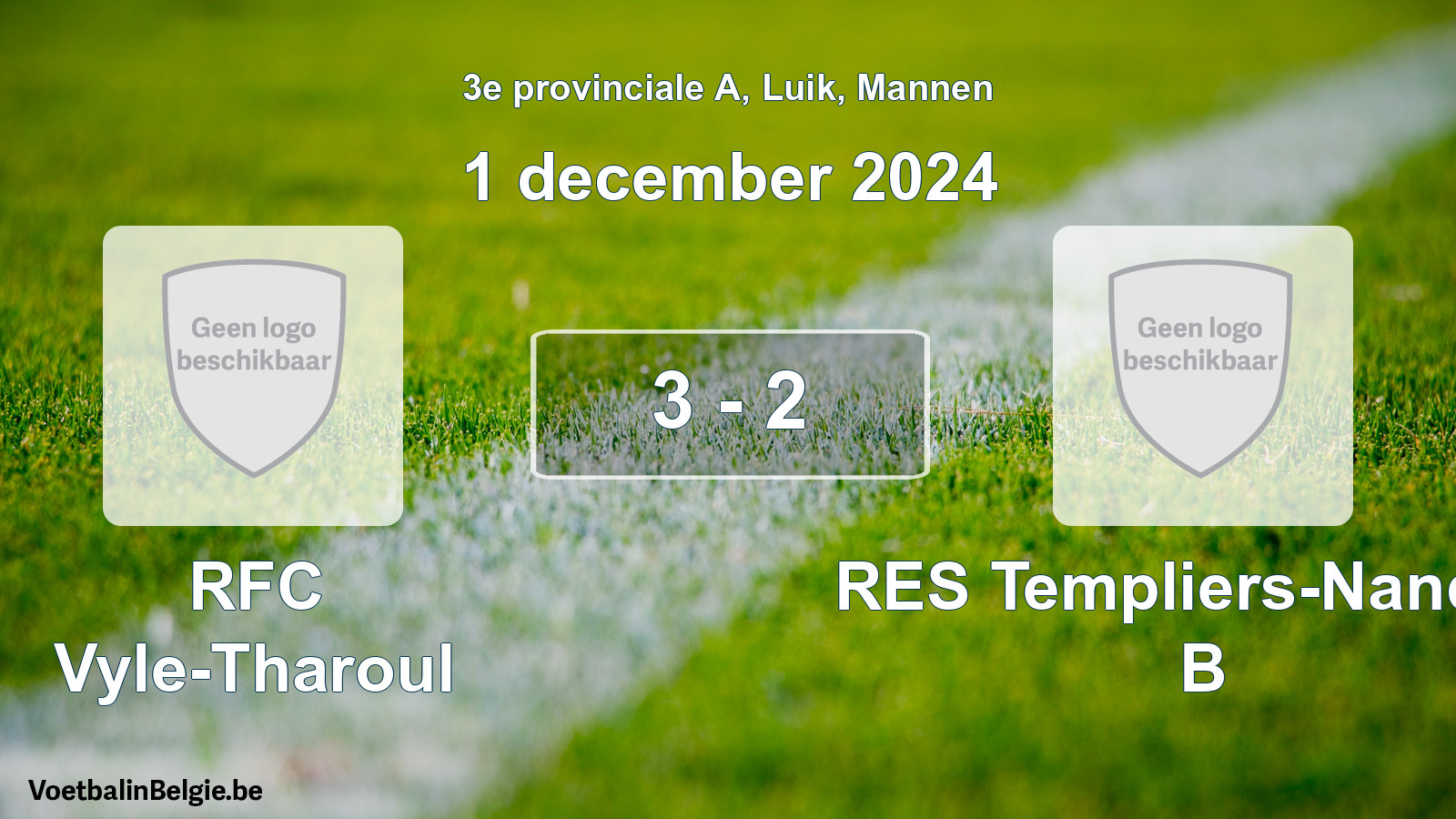 Gespeelde wedstrijd mannenvoetbal: RFC Vyle-Tharoul - RES Templiers-Nandrin B 3 - 2 (1 december 2024)