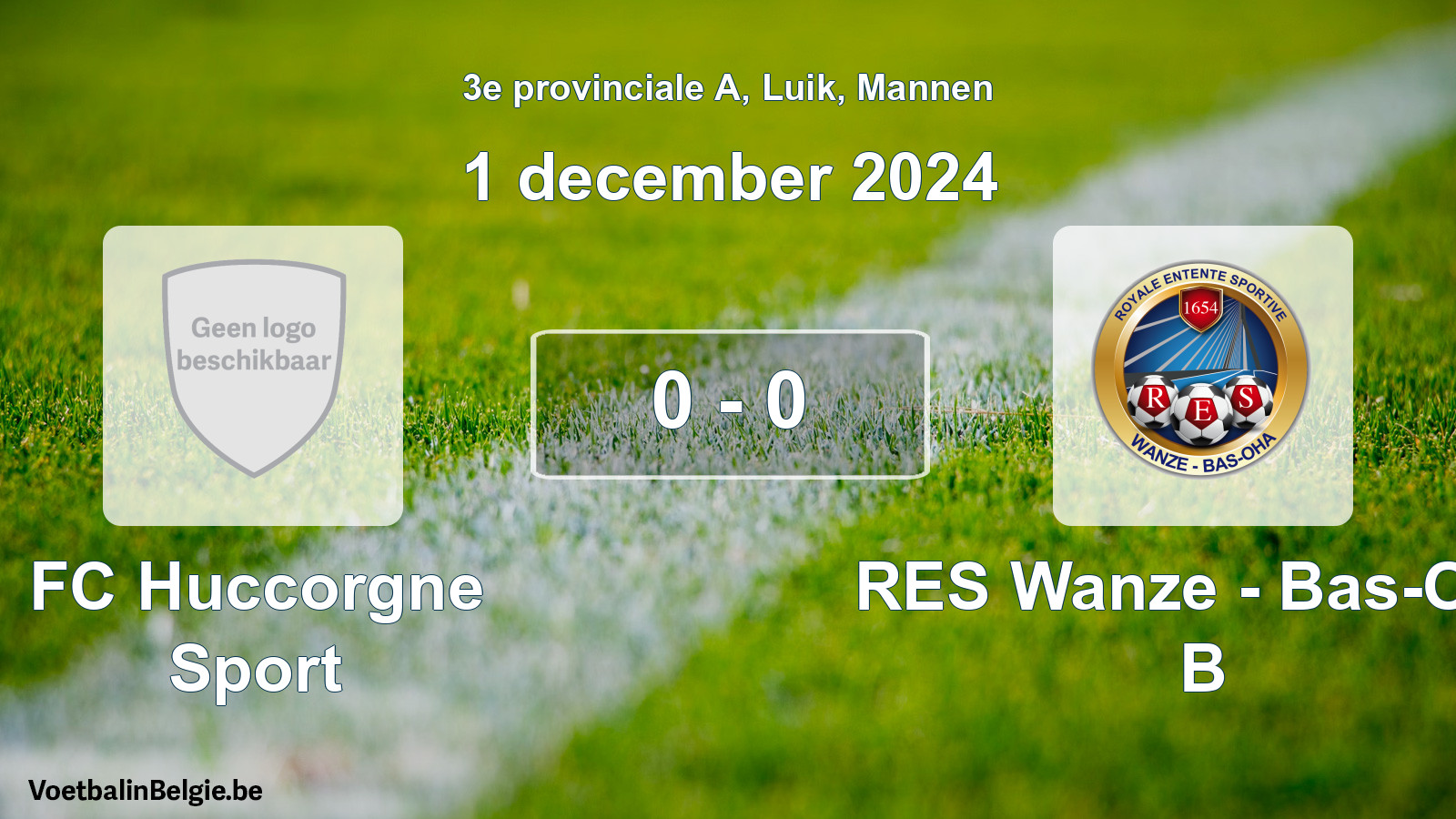 Gespeelde wedstrijd mannenvoetbal: FC Huccorgne Sport - RES Wanze - Bas-Oha B 0 - 0 (1 december 2024)