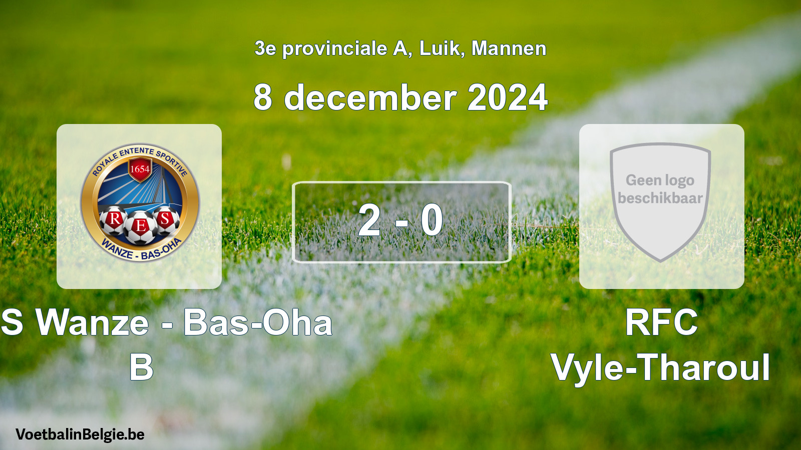 Gespeelde wedstrijd mannenvoetbal: RES Wanze - Bas-Oha B - RFC Vyle-Tharoul 2 - 0 (8 december 2024)
