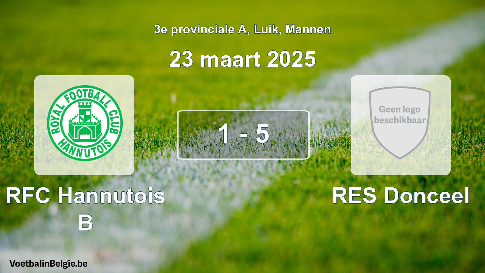Gespeelde wedstrijd mannenvoetbal: RFC Hannutois B - RES Donceel 1 - 5 (23 maart 2025)