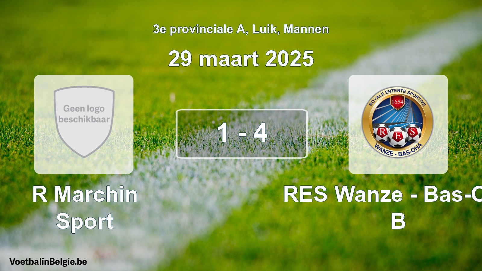 Gespeelde wedstrijd mannenvoetbal: R Marchin Sport - RES Wanze - Bas-Oha B 1 - 4 (29 maart 2025)