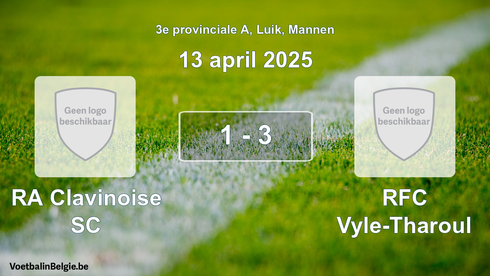 Gespeelde wedstrijd mannenvoetbal: RA Clavinoise SC - RFC Vyle-Tharoul 1 - 3 (13 april 2025)