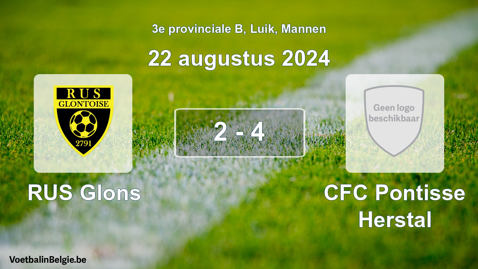 Gespeelde wedstrijd mannenvoetbal: RUS Glons - CFC Pontisse Herstal 2 - 4 (22 augustus 2024)
