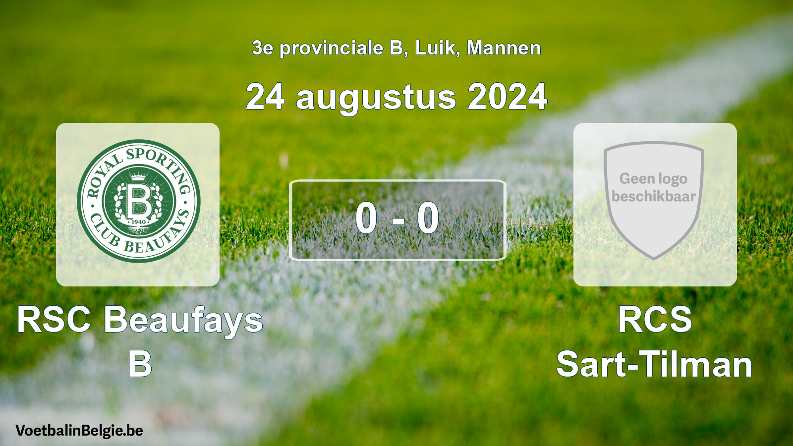Gespeelde wedstrijd mannenvoetbal: RSC Beaufays B - RCS Sart-Tilman 0 - 0 (24 augustus 2024)
