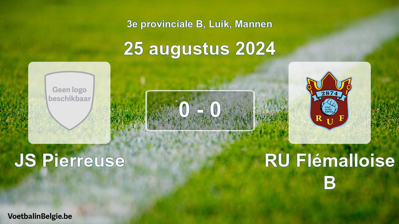 Gespeelde wedstrijd mannenvoetbal: JS Pierreuse - RU Flémalloise B 0 - 0 (25 augustus 2024)