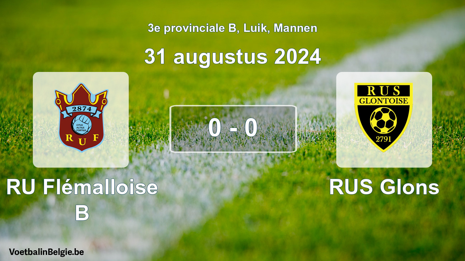 Gespeelde wedstrijd mannenvoetbal: RU Flémalloise B - RUS Glons 0 - 0 (31 augustus 2024)