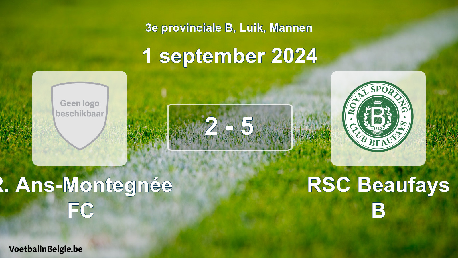 Gespeelde wedstrijd mannenvoetbal: R. Ans-Montegnée FC - RSC Beaufays B 2 - 5 (1 september 2024)