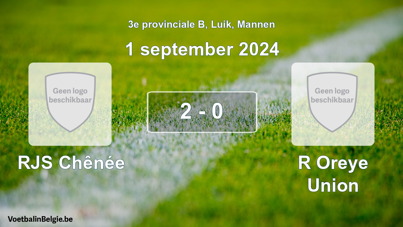 Gespeelde wedstrijd mannenvoetbal: RJS Chênée - R Oreye Union 2 - 0 (1 september 2024)