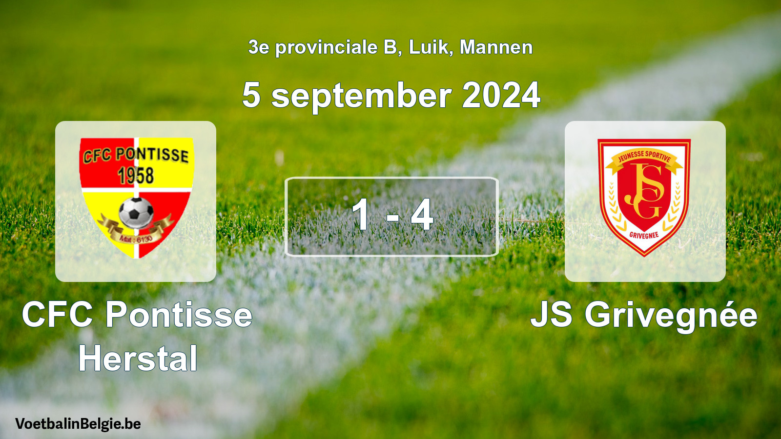 Played match men football: CFC Pontisse Herstal - JS Grivegnée 1 - 4 (5 September 2024)