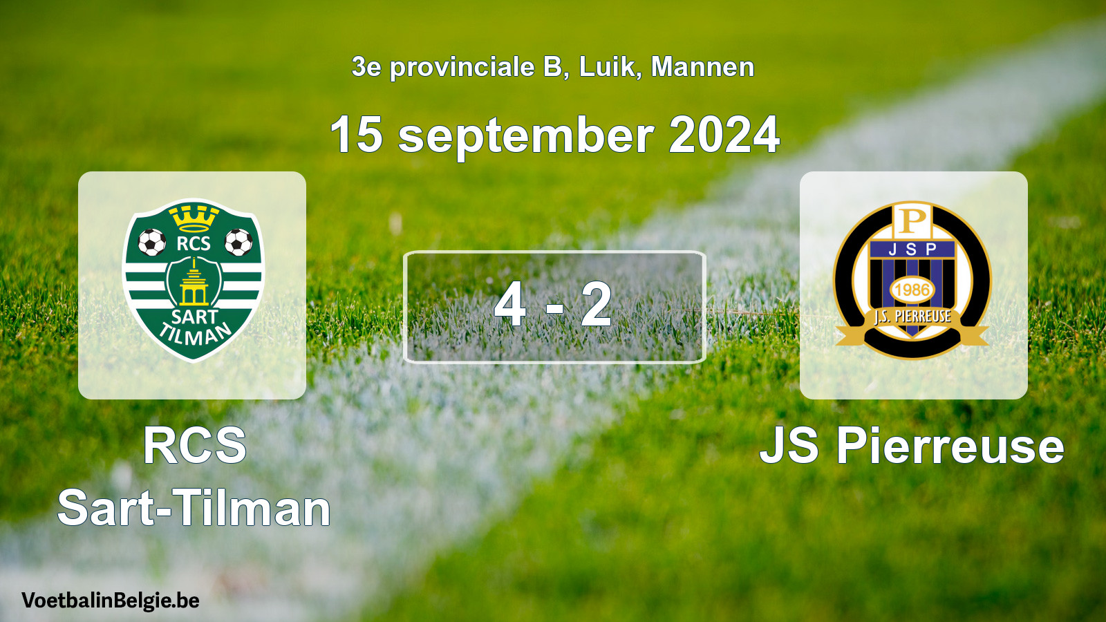 Played match men football: RCS Sart-Tilman - JS Pierreuse 4 - 2 (15 September 2024)