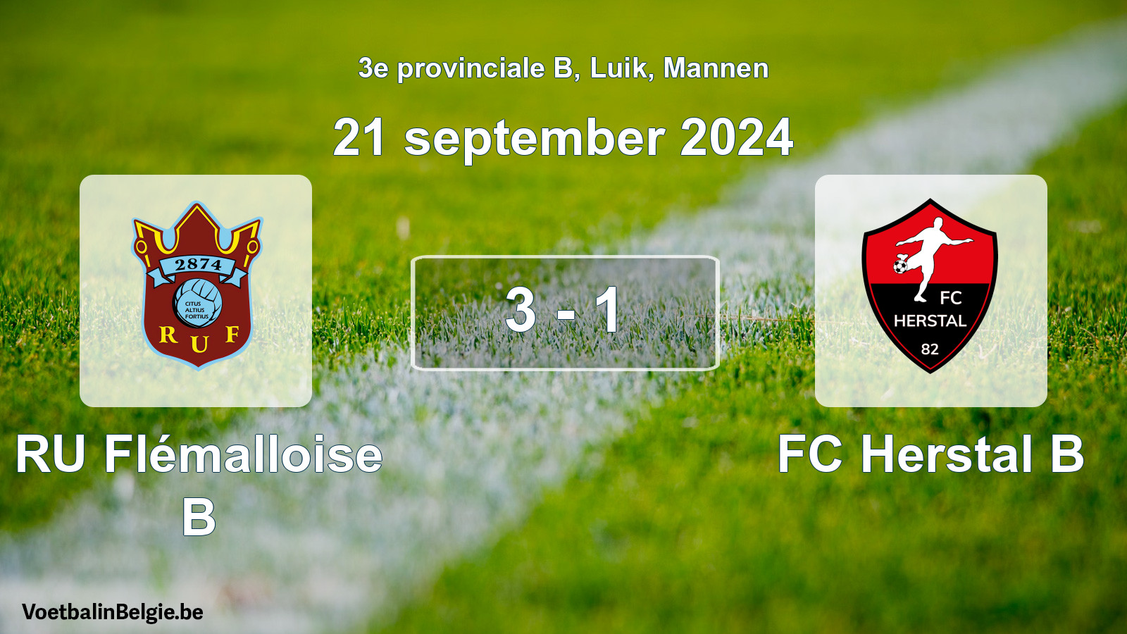 Gespeelde wedstrijd mannenvoetbal: RU Flémalloise B - FC Herstal B 3 - 1 (21 september 2024)
