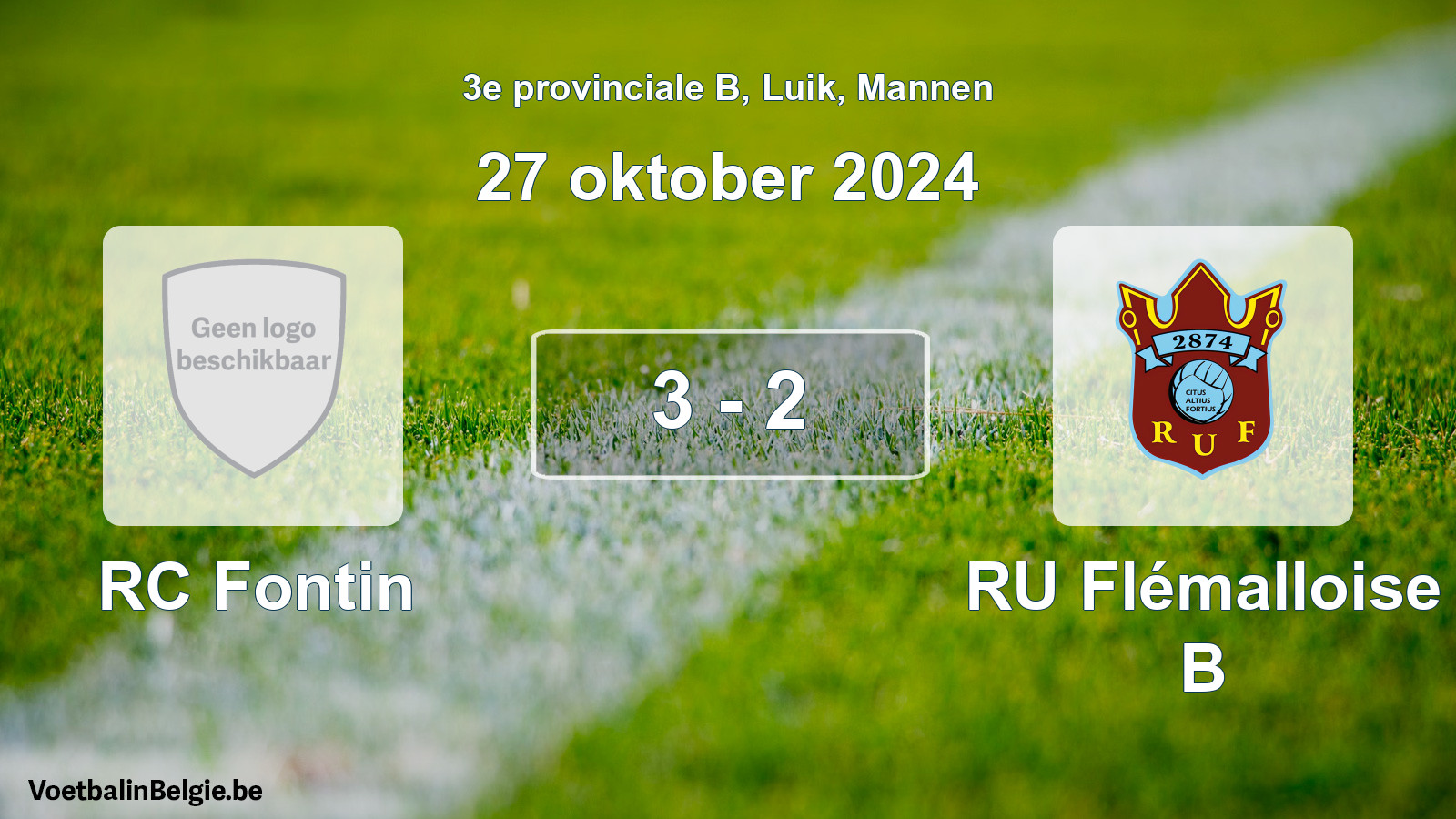 Gespeelde wedstrijd mannenvoetbal: RC Fontin - RU Flémalloise B 3 - 2 (27 oktober 2024)