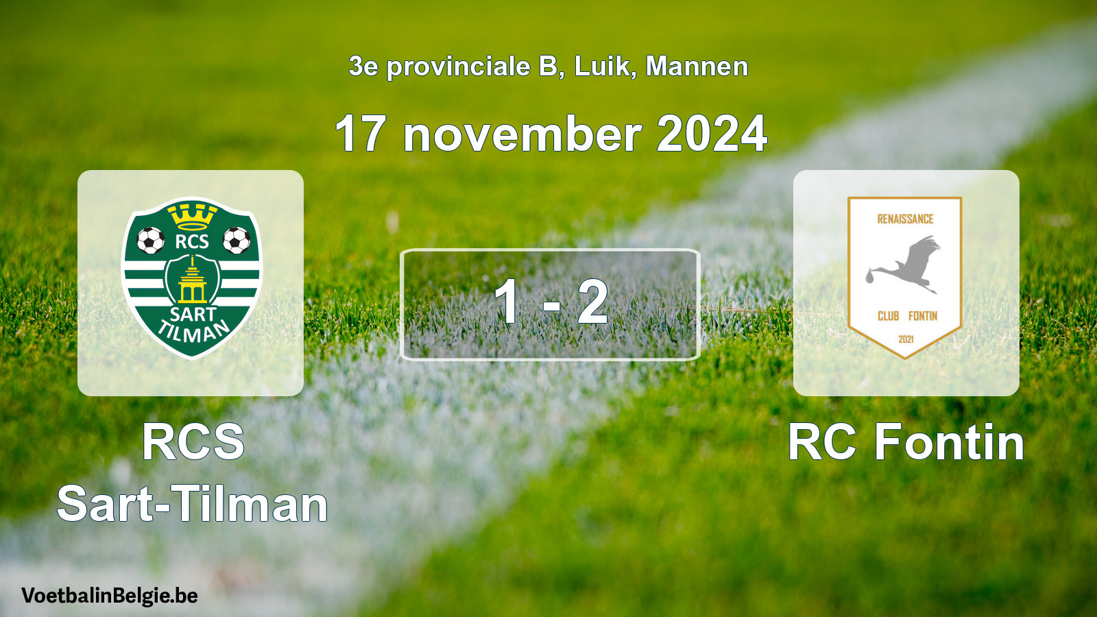 Played match men football: RCS Sart-Tilman - RC Fontin 1 - 2 (17 November 2024)
