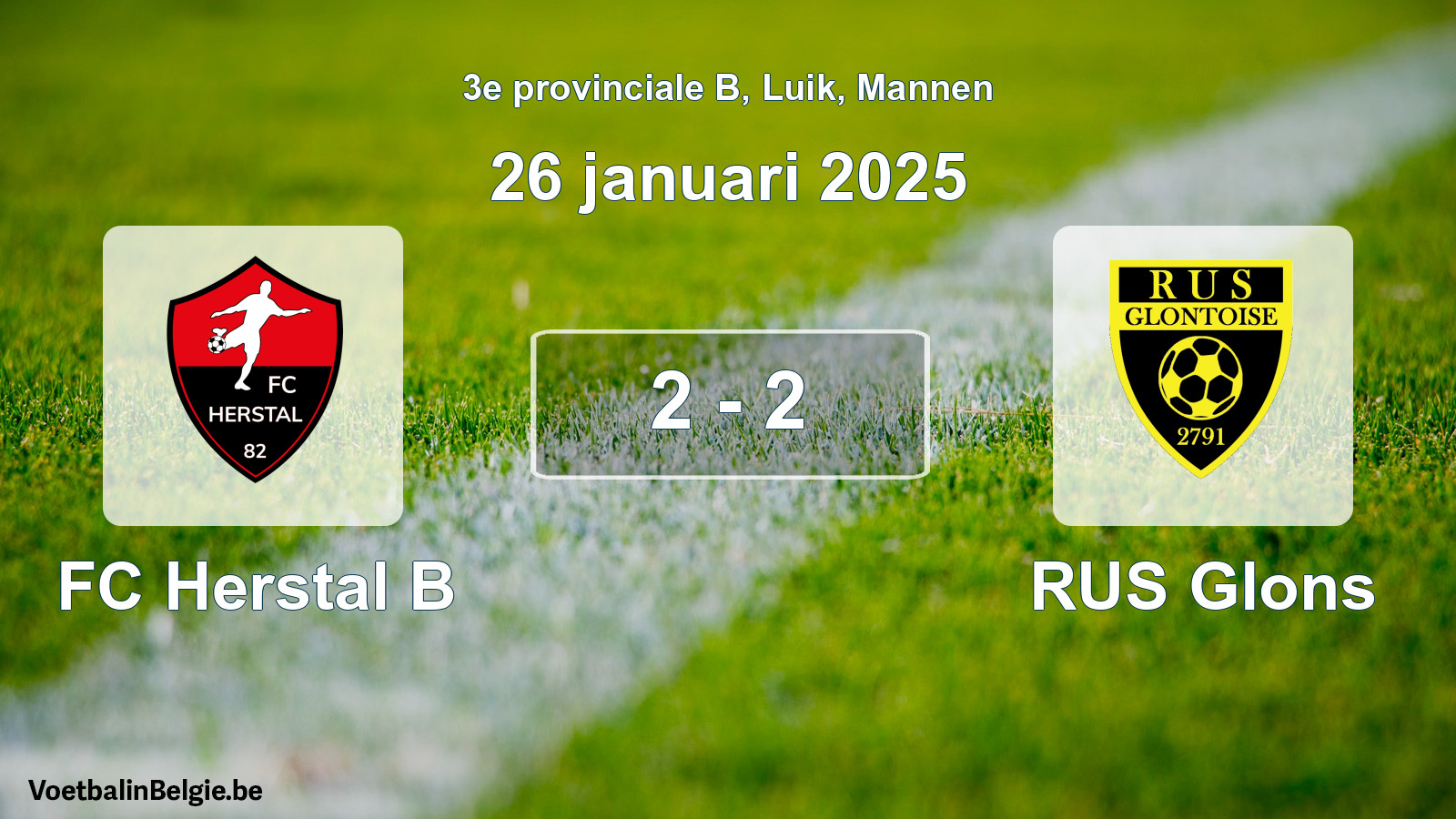 Gespeelde wedstrijd mannenvoetbal: FC Herstal B - RUS Glons 2 - 2 (26 januari 2025)