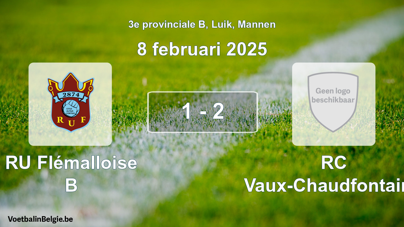 Gespeelde wedstrijd mannenvoetbal: RU Flémalloise B - RC Vaux-Chaudfontaine 1 - 2 (8 februari 2025)