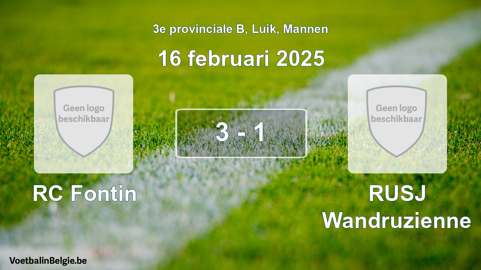 Gespeelde wedstrijd mannenvoetbal: RC Fontin - RUSJ Wandruzienne 3 - 1 (16 februari 2025)