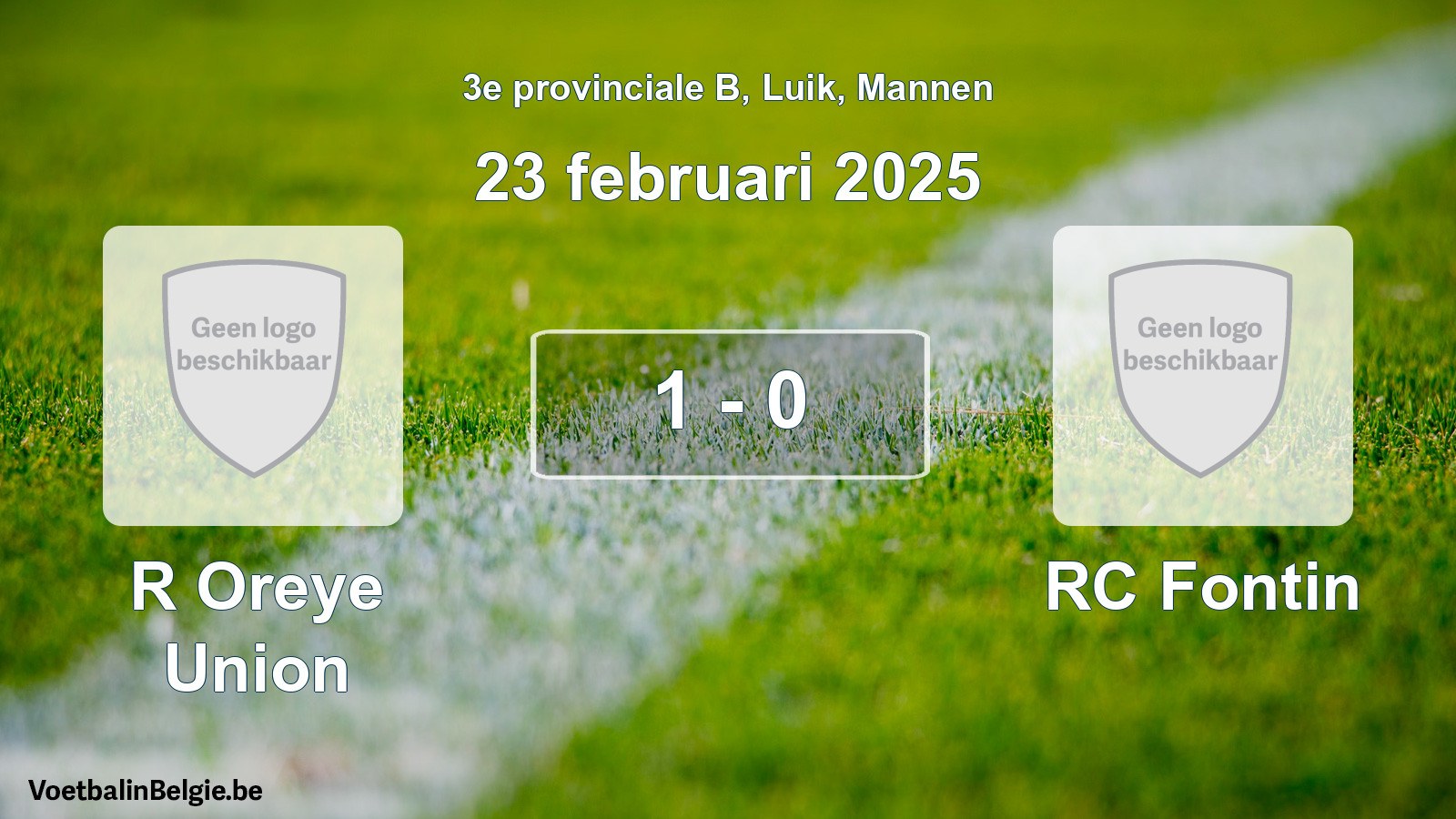 Gespeelde wedstrijd mannenvoetbal: R Oreye Union - RC Fontin 1 - 0 (23 februari 2025)