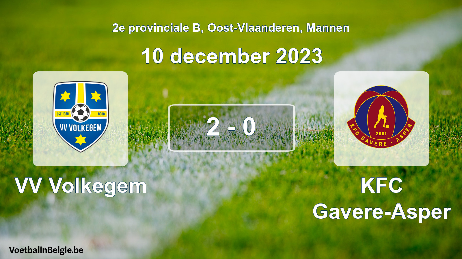 Gespeelde wedstrijd mannenvoetbal: VV Volkegem - KFC Gavere-Asper 2 - 0 (10 december 2023)
